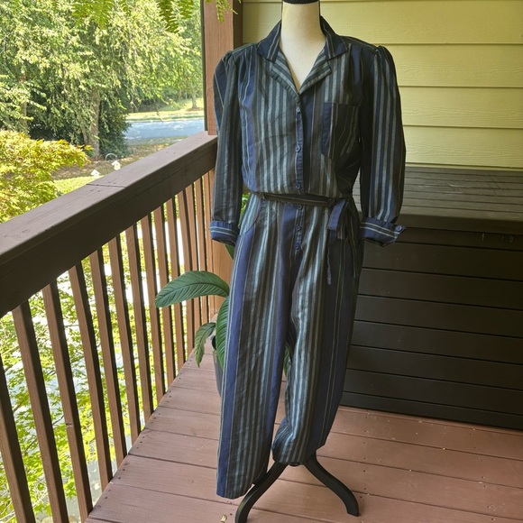 Vintage 70s Striped Cotton Jumpsuit: Sibelle of California Retro Romper | Size S - Picture 5 of 12